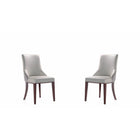 Manhattan Comfort Shubert 19.25" Modern Faux Leather and Velvet Upholstered Dining Chairs - Light Grey - Set of 2-Modern Dining Chair for Dining Room and Task Use. Set of 2