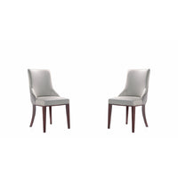 Manhattan Comfort Shubert 19.25" Modern Faux Leather and Velvet Upholstered Dining Chairs - Light Grey - Set of 2-Modern Dining Chair for Dining Room and Task Use. Set of 2