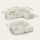 HOMCOM Modular L-Shaped Sectional Sofa with Deep Seat - Cream White-Extra-deep seats provide space for lounging or curling up  
