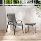 Outsunny 3-Piece Patio Bistro Set with Stackable Chairs and Square Table - Light Grey-Breathable mesh fabric provides comfort during long chats 