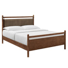 Modway Leni Full Size Vegan Leather and Wood Platform Bed Frame - Walnut Mushroom-Full Size Platform Bed