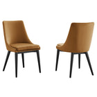 Modway Viscount Accent Performance Velvet Dining Chairs - Cognac - 2 Pack-Vintage Modern Accent Dining Chairs