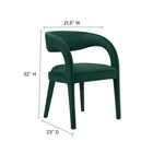 Modway Pinnacle Performance Velvet Dining Chair - Green - 2 Pack-Dense Foam Padding