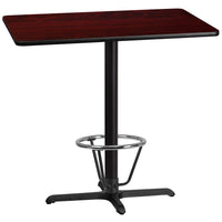 Flash Furniture Dessus de table rectangulaire de 30 x 42 po en stratifié d’acajou avec anneau de pied-Table d'hospitalité à hauteur de bar