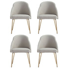 Manhattan Comfort Gracie 24.2" Modern Leatherette Upholstered Dining Chair - Stone and Gold - Set of 4-Modern Dining Chair for Dining Room and Task Use. Set of 4