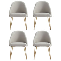 Manhattan Comfort Gracie 24.2" Modern Leatherette Upholstered Dining Chair - Stone and Gold - Set of 4-Modern Dining Chair for Dining Room and Task Use. Set of 4