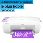 HP - Imprimante tout-en-un sans fil DeskJet 2842e scanner-copieur - Lilas brillant-VITESSE D'IMPRESSION - Jusqu'à 5 ppm (couleur) et 7 ppm (noir)