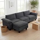HOMCOM - Canapé sectionnel en forme de L avec assise profonde et ottoman - gris foncé-L’assise de 35,4 po de large et 28,3 po de profondeur offre beaucoup d’espace pour une détente profonde 