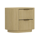 Manhattan Comfort - Table de nuit moderne Olivia 67 cm, chêne naturel et or-Présente une finition en chêne naturel avec une texture nervurée