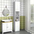Kleankin High Gloss Bathroom Cabinet with Door and Shelves - White-Shelves in the top and bottom cabinet that are adjustable that give flexibility in personalizing the storage compartments