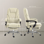 Vinsetto Massage Reclining Office Chair with Adjustable Height and Footrest - Beige-Curved backrest and thick padding provide extra support 
