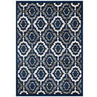 Modway - Kalinda Treillis rustiques vintage marocains Tapis de 5 pi l x 8 pi L - Ivoire marocain bleu et brun-Tapis vintage marocain en treillis