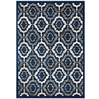Modway - Kalinda Treillis rustiques vintage marocains Tapis de 5 pi l x 8 pi L - Ivoire marocain bleu et brun-Tapis vintage marocain en treillis
