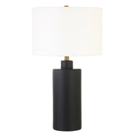 Hudson&Canal - Lampe de table Carlina en céramique de 63 cm de haut avec abat-jour en tissu, - Noir mat/blanc-Design traditionnel pour votre salon, votre espace de travail ou votre table de chevet