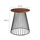 Modway Valeo Round Wood and Metal Side Table - Walnut-Solid Mango Wood Top