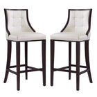 Manhattan Comfort - Tabouret de bar Fifth Avenue 19" traditionnel rembourré en similicuir - blanc perle et noyer - lot de 2-Tabouret de bar traditionnel avec dossier parfait pour une utilisation au bar et dans la cuisine. Ensemble de 2