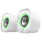 Hecate G1000II BT 5.4 Gaming Speaker with 2.5" Driver & Enhanced Bass USB-C AUX 9 Dynamic RGB Lighting Modes - White-With a compact 9.2cm-wide body, each speaker fits effortlessly on a 1-meter desk. The dazzling big eye adds charm on camera and grabs attention—stylish, space-saving, and always photo-ready