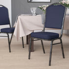 Flash Furniture HERCULES Series Crown Back Stacking Banquet Chair in Navy Vinyl - Silver Vein Frame-Upholstered Seat and Back
