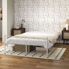 HOMCOM - Cadre de lit plateforme en métal format queen avec tête de lit - blanc-Convient aux matelas queen size standards 60,2 po x 79,9 po (153 x 203 cm), y compris les types en mousse à mémoire, latex, hybride et à ressorts 