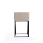 Manhattan Comfort - Tabouret de comptoir Embassy 52 cm style milieu du siècle, revêtement en similicuir crème et noir, lot de 2-Hauteur du siège : 25 po