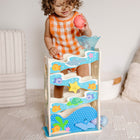 0Melissa & Doug Rollables Jouet toboggan océan en bois pour nourrissons et tout-petits (5 pièces)-Comprend une tour coulissante en bois avec un labyrinthe de perles intégré, une étoile de mer à tourner et un flipper de baleine à appuyer pour arrêter et commencer à rouler, et un entonnoir durable amovible ; 3 Rollables (requin, crabe et poulpe avec carillon)
