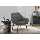 Monarch Specialties - Chaise d'Appoint Contemporain Rembourré 31"H, Pieds en Métal Couleur Noyer - Tissu Gris Clair-Conçu avec un cadre solide en bois d'ingénierie et des pieds en métal couleur noyer, ce fauteuil haut de 29 pouces offre une construction robuste et des performances durables pour un usage quotidien.