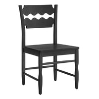 Modway - Jax Bois de chêne Chaise de salle à manger avec dossier ondulé en forme de rasoir in Noir-Chaise à manger en chêne massif