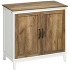 HOMCOM Farmhouse 30.9" L Storage Cabinet - Oak-Large tabletop and a 2-tier cabinet for plenty of storage