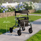HOMCOM Foldable Rollator Walker with Seat - Green-Dual braking system ensures reliable control for safe slowing and parking 