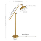 Hudson&Canal - Lampadaire Devon à bras articulé avec abat-jour en métal - Laiton/laiton-Comprend un cordon de 8 pieds avec interrupteur au pied
