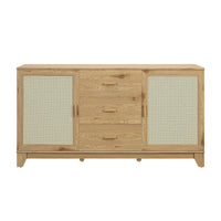 Manhattan Comfort Sheridan 59.05" Mid-Century Modern Sideboard Cabinet - Nature-Modern Cane Sideboard for Dining Room Use