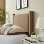 Modway Rael Performance Velvet Twin Platform Bed - Taupe-Padded Headboard and Footboard
