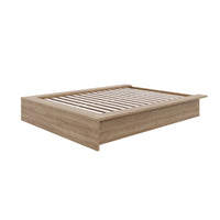 Nexera - Lit Plateforme double James en Chêne Brun-Design Minimaliste et Élégant : Base de lit plateforme en chêne brun, conçu en bois d'ingénierie de haute qualité pour une élégance contemporaine
