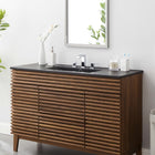 Modway Cayman 48" Single Basin Bathroom Sink - Black-8-Inch Centerset Faucet Holes