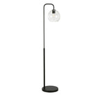 Hudson&Canal - Lampadaire Harrison Arc avec abat-jour en verre - Bronze noirci/transparent-Design moderne et contemporain pour votre salon, bureau, chambre ou coin lecture
