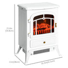 HOMCOM 16" 750/1500W Freestanding Electric Fireplace Heater - White-No heat option for visual enjoyment all year around and fire flame brightness is adjustable  
