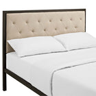 Modway Mia Fabric Full Bed - Brown Beige-Does not require a box spring