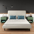 Manhattan Comfort Granville 18.11" Modern 1-Drawer Nightstand 2-Piece Set - Sage Green-Includes 1 Full Extension Drawers with Top Drawer Designed in Vertical Textured Ribbed Lines Made from Solid Wood