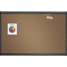 Quartet Prestige Coloured Cork Bulletin Board, Graphite Frame, 48" x 36"-Highly durable rich light cherry-colored cork bulletin board backed by high-density fiberboard secures documents with push pins