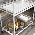 PawHut 64" Large Rolling Metal Bird Cage with Detachable Rolling Stand and Storage Shelf - White-Colour: White 