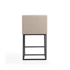 Manhattan Comfort - Ambassador tabouret de comptoir mi-siècle moderne en similicuir crème et noir 20,5" - lot de 3-Hauteur du siège : 26 po
