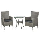 Outsunny - ensemble de meubles de patio en rotin 3 pièces - gris-L'ensemble comprend 2 chaises et 1 table basse 
