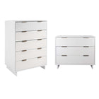 Manhattan Comfort Granville Modern Dresser and Chest Set - White-Modern-Contemporary with a taste of Glam Bedroom Dresser Set. Includes 1 Chest and 1 Standard Dresser.