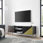 Modway Alchemist 72" TV Stand - Black Gold-Oak Wood Grain Veneer