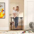 PawHut 30" - 32" Baby Gate with Auto-Close - Black-One-hand, two-way opening and auto-close design for easy everyday use 