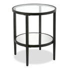 Hudson&Canal Hera 20"W Round Side Table with Mirror Shelf - Blackened Bronze-A modern contemporary design for your living room, bedroom, and more