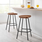 Modway Concord Backless Wood Counter Stools - Walnut - Set of 2-Backless Design