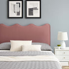 Modway Current Performance Velvet Queen Platform Bed with Black Wood Legs - Dusty Rose-Reinforced Center Beam and Support Legs