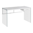 Monarch Specialties 7209 48" Computer Desk - Glossy White/Tempered Glass-Modern, tempered glass frame of the office desk and computer desk gives a contemporary look while remaining sturdy