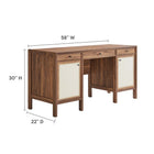 Modway Capri 58" Wood Grain Office Desk - Walnut-MDF and Particleboard Construction